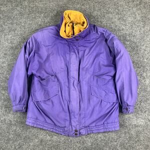Current Seen Jacket Mens Medium Purple Yellow Hooded Windbreaker Vintage 80s